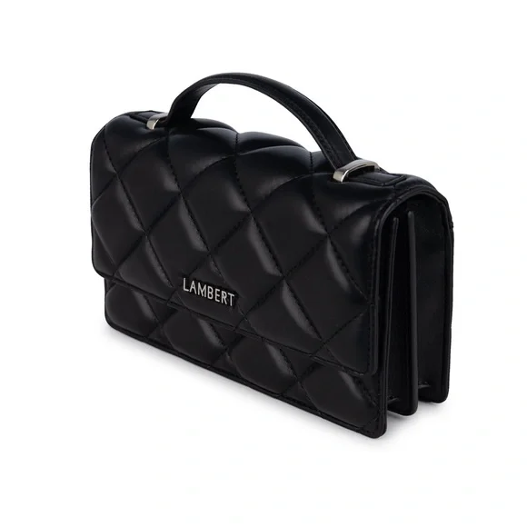 Lambert Andrea Black Vegan Leather Quilted Women's Bag - Picture 7 of 7
